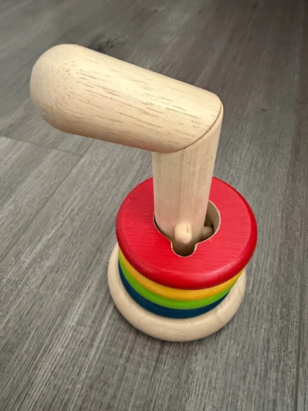 Wooden Stacking Ring Toy - Natural & Rainbow Colors
